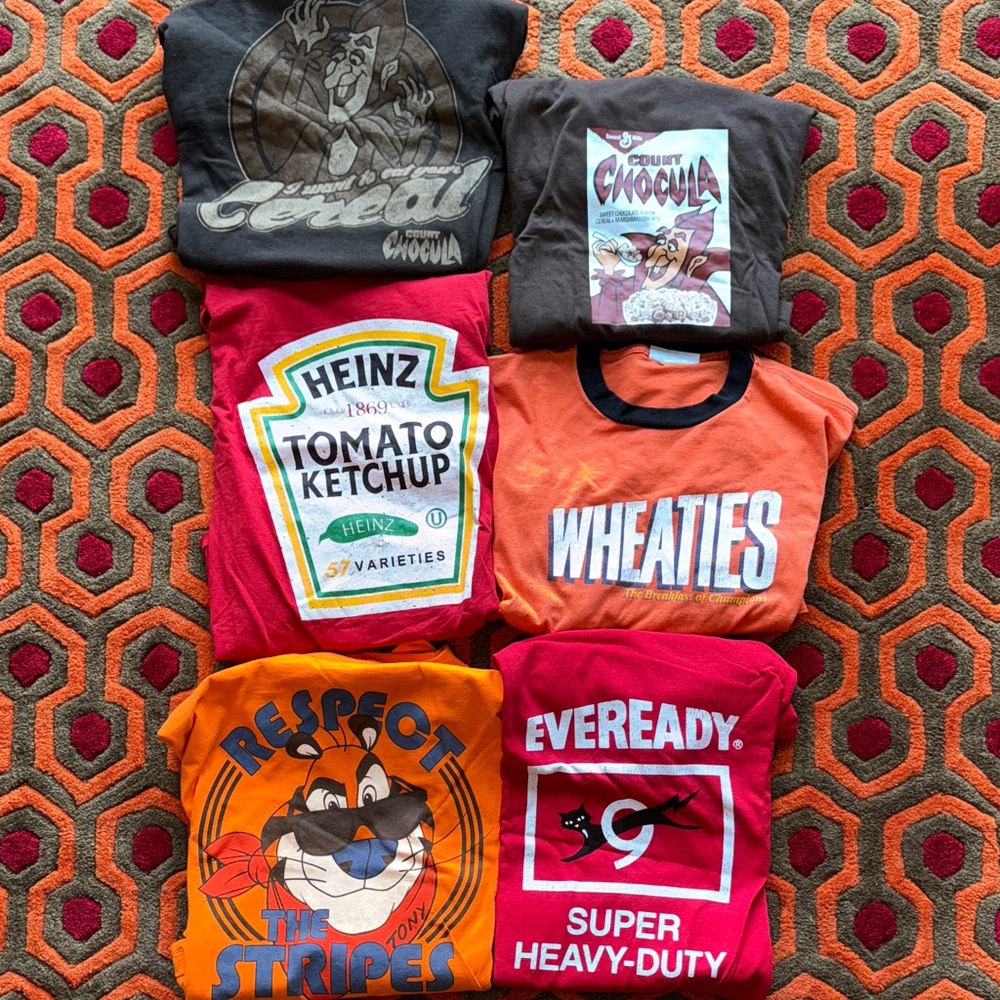 MAKE OFFER Lot of 6 Graphic T-Shirts Tees Men's M/S Wheaties Heinz Eveready